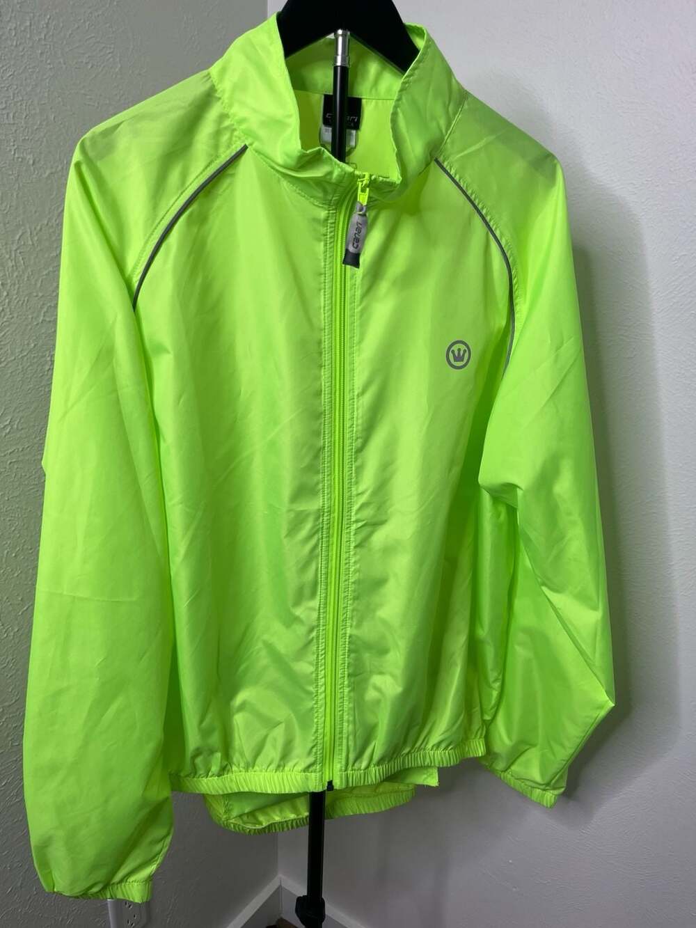 Canari Men’s Neon Yellow Reflective Full-Zip Cycling Windbreaker Jacket- High-Vi